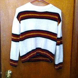 Cloud chaser white  and striped sweater